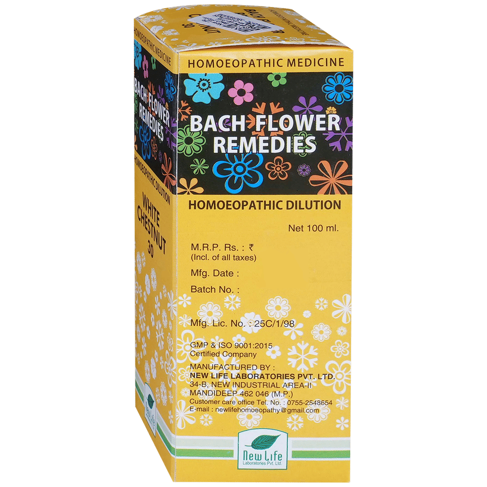 New Life Bach Flower White Chestnut 30 bottle of 100 ml Dilution New Life Bach Flower White Chestnut 30 bottle of 100 ml Dilution