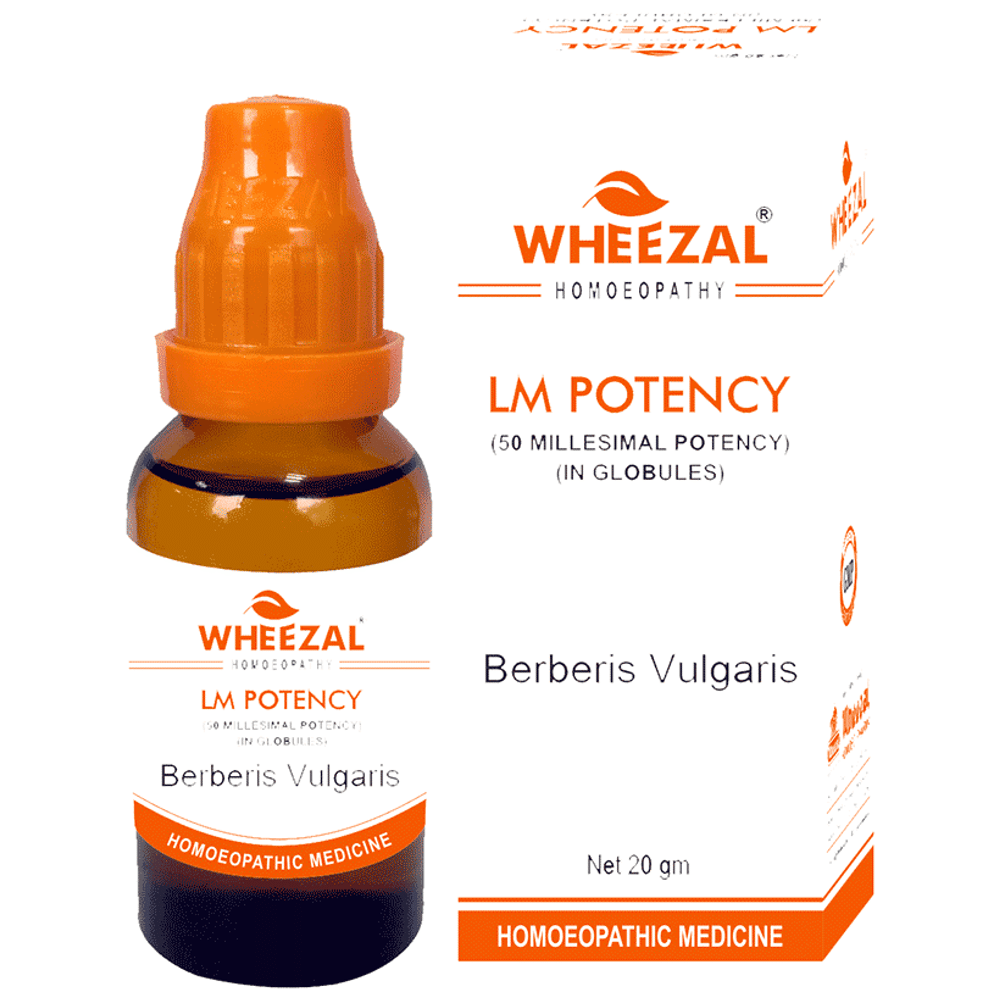 Wheezal Berberis Vulgaris Globules 0/2 LM bottle of 20 gm Globules