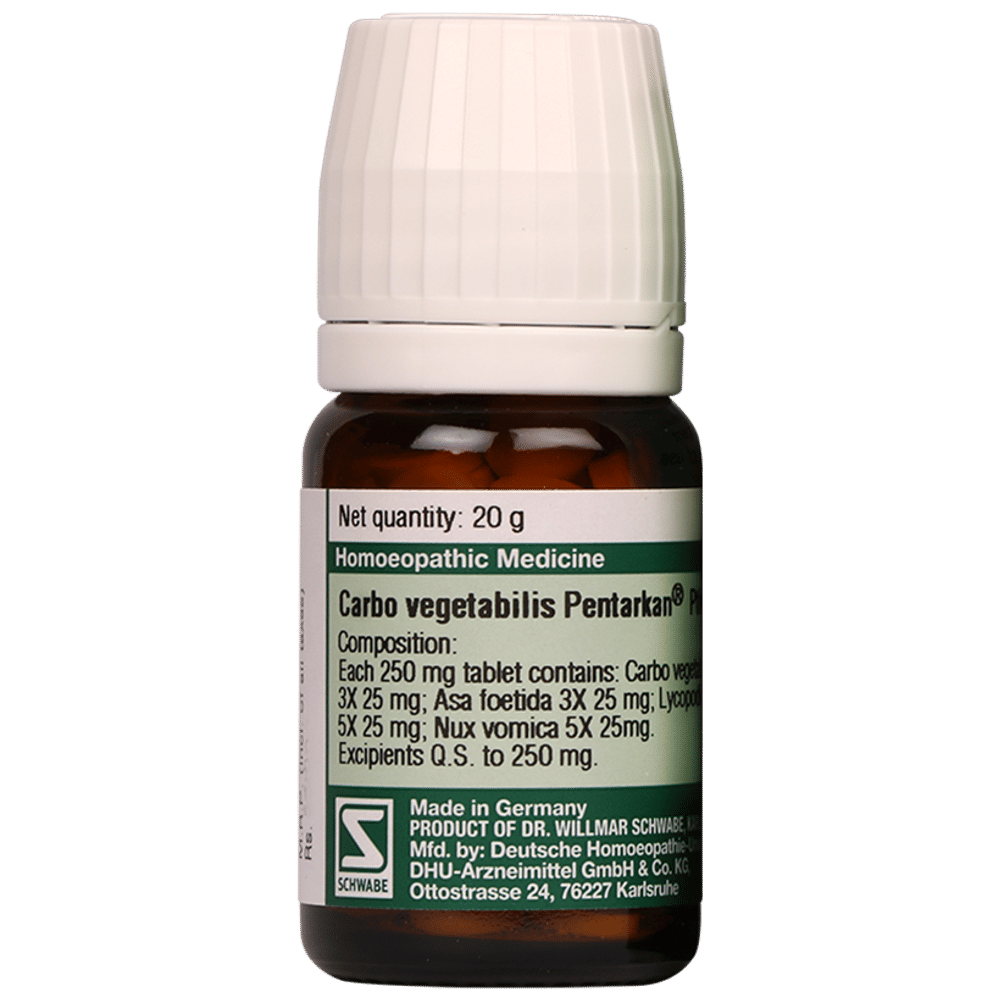 Dr Willmar Schwabe Germany Carbo Vegetabilis Pentarkan Ptk. 22 Tablet bottle of 20 gm Tablet
