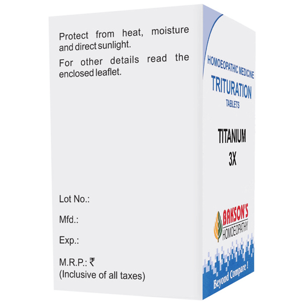 Bakson's Homeopathy Titanium Trituration Tablet 3X bottle of 100 trituration tablets