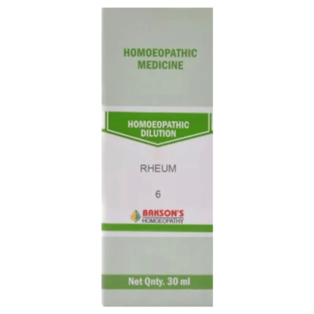 Bakson's Homeopathy Rheum Dilution 6 bottle of 30 ml Dilution Bakson's Homeopathy Rheum Dilution 6 bottle of 30 ml Dilution