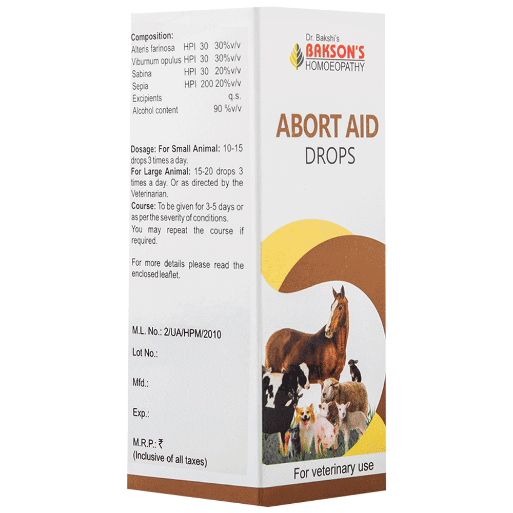Bakson's Homeopathy Abort Aid Drop for Veterinary Use Drop bottle of 30 ml Drop