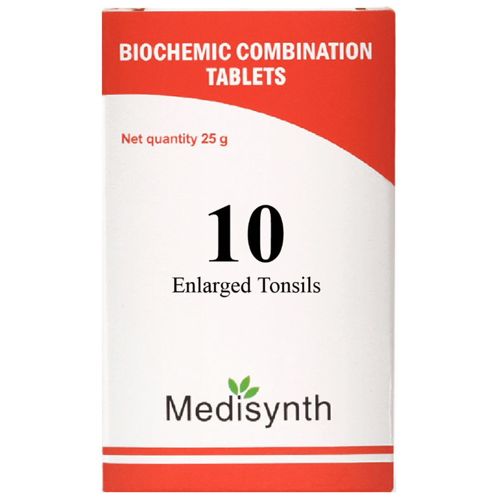 Medisynth Bio-chemic Combination No.10 Enlarged Tonsils bottle of 25 gm Biocombination Tablet
