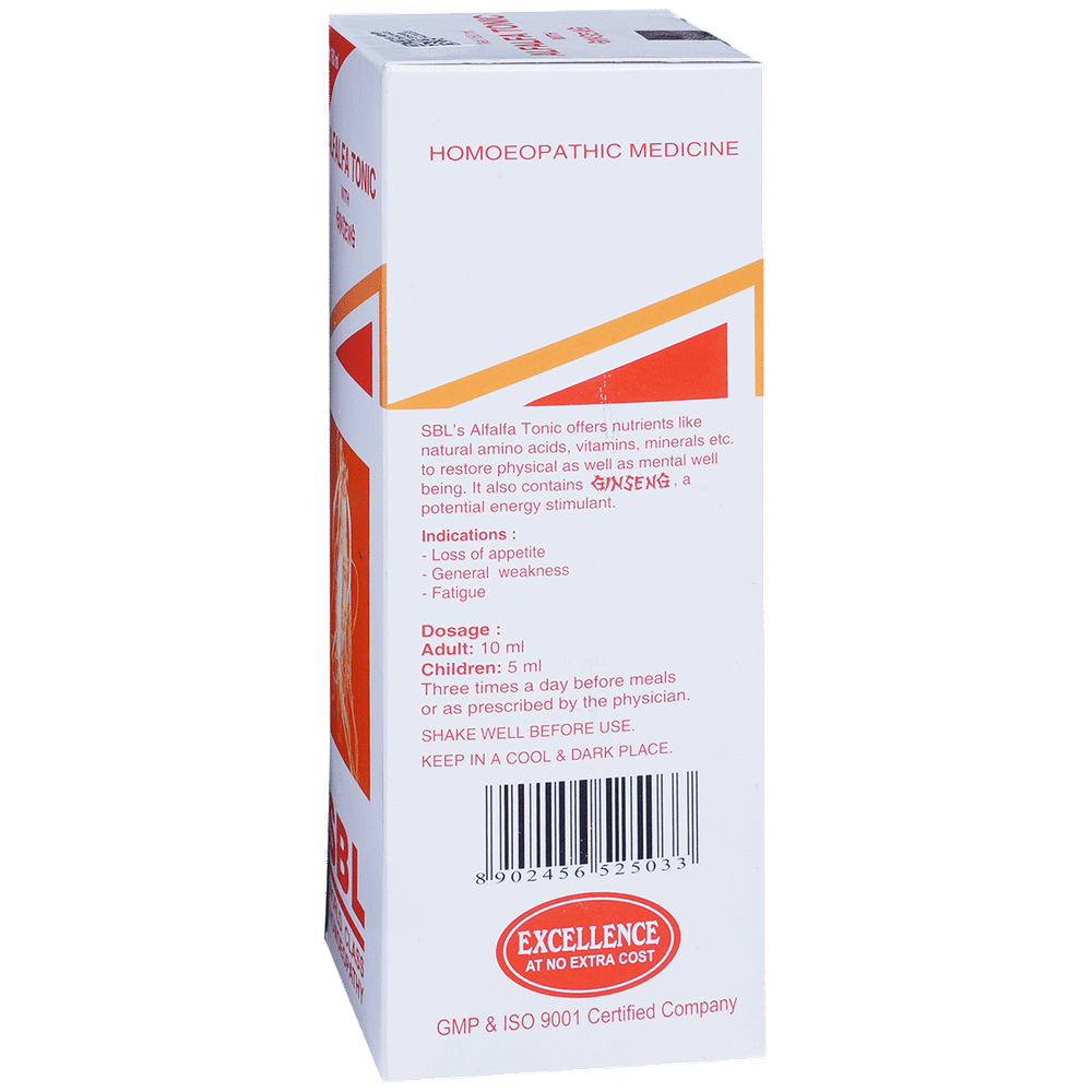 SBL Alfalfa Tonic with Ginseng bottle of 180 ml Tonic SBL Alfalfa Tonic with Ginseng bottle of 180 ml Tonic