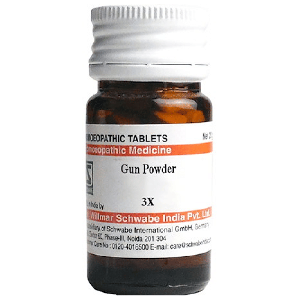 Dr Willmar Schwabe India Gun Powder Trituration Tablet 3X bottle of 20 gm Trituration Tablet