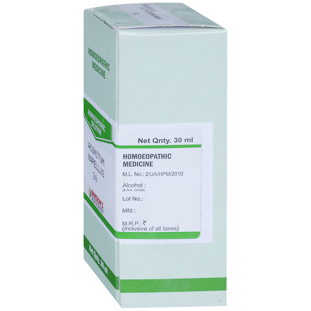 Bakson's Homeopathy Aconitum Napellus Dilution 30 bottle of 30 ml Dilution