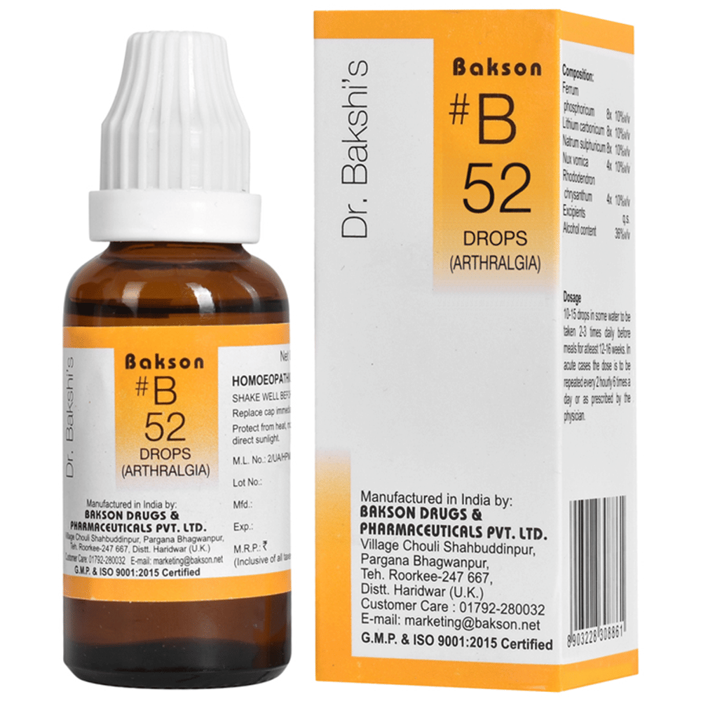 Bakson B52 Arthralgia Drop bottle of 30 ml Drop