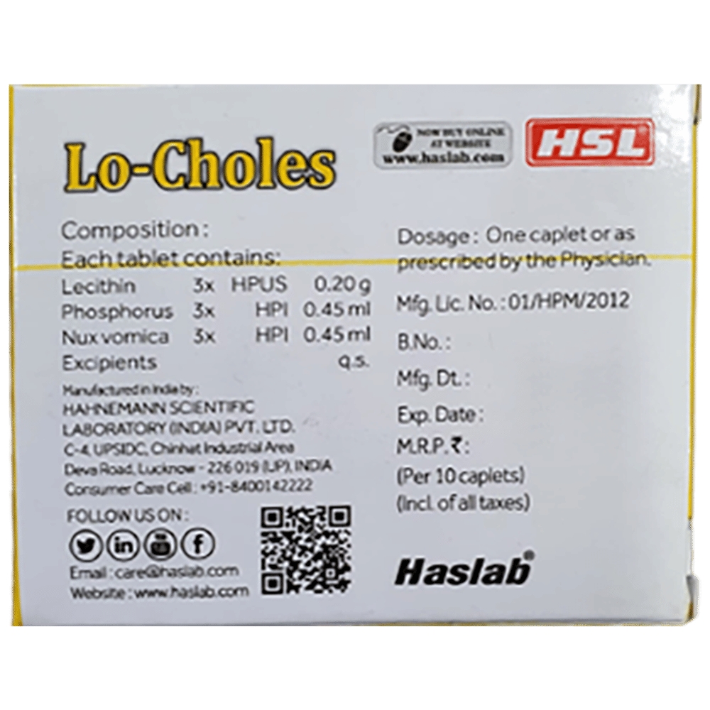 Haslab Lo-Choles Caplet box of 10 caplets Haslab Lo-Choles Caplet box of 10 caplets