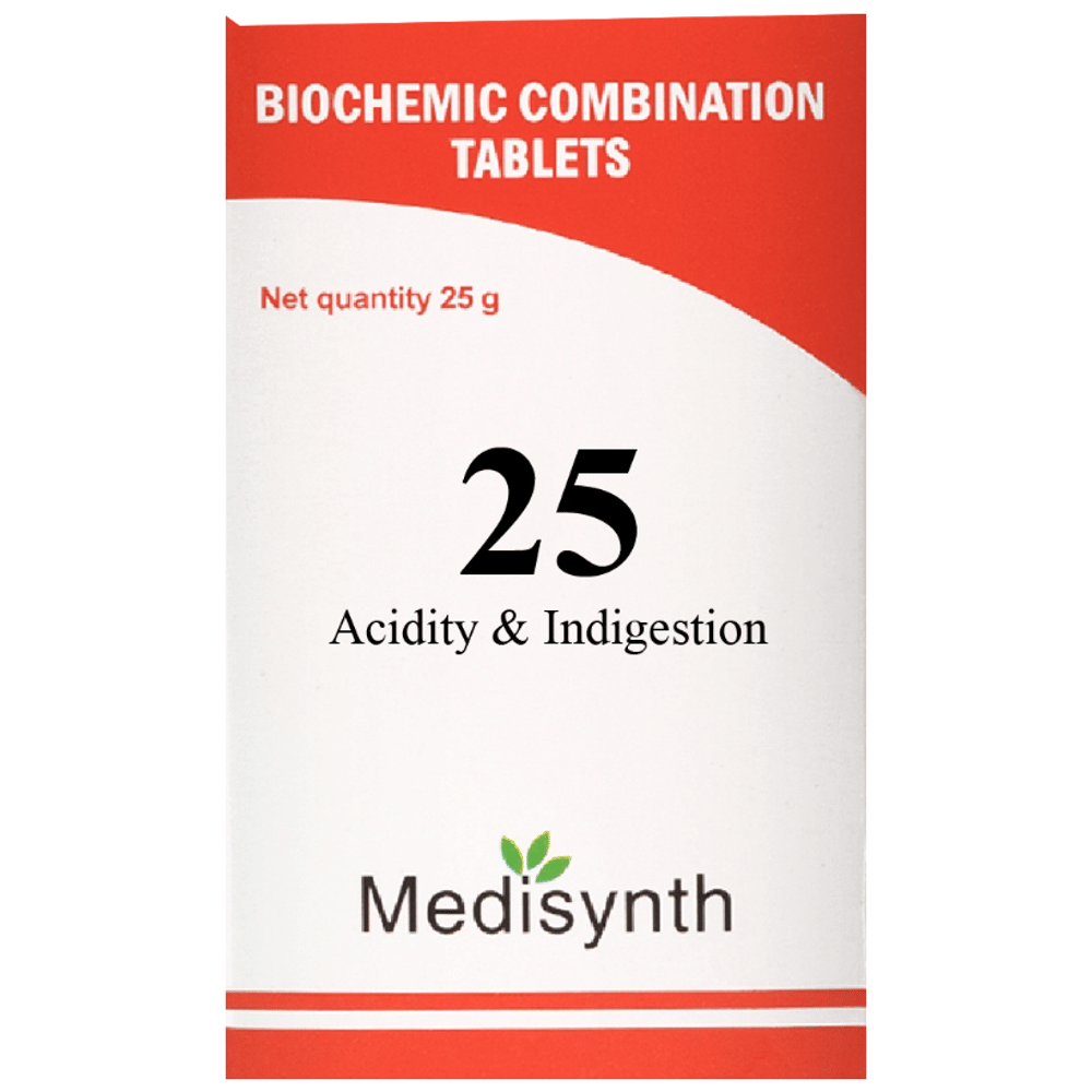 Medisynth Bio-chemic Combination No.25 Acidity & Indigestion bottle of 25 gm Biocombination Tablet Medisynth Bio-chemic Combination No.25 Acidity & Indigestion bottle of 25 gm Biocombination Tablet