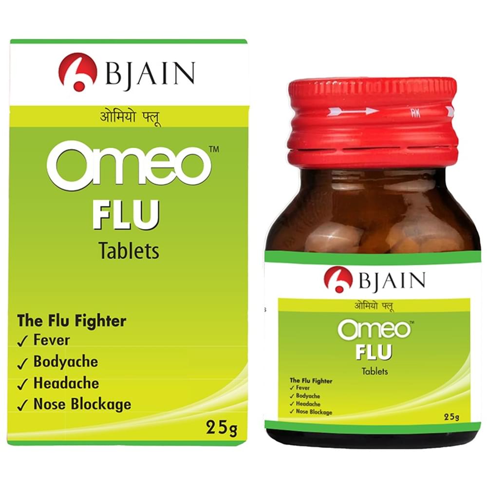 Bjain Omeo Flu Tablet bottle of 25 gm Tablet