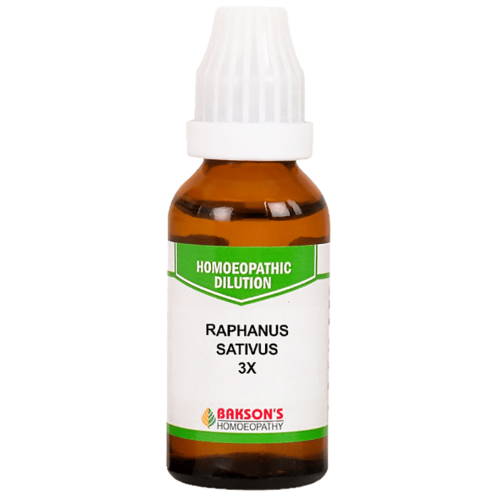 Bakson's Homeopathy Raphanus Sativus Dilution 3X bottle of 30 ml Dilution Bakson's Homeopathy Raphanus Sativus Dilution 3X bottle of 30 ml Dilution