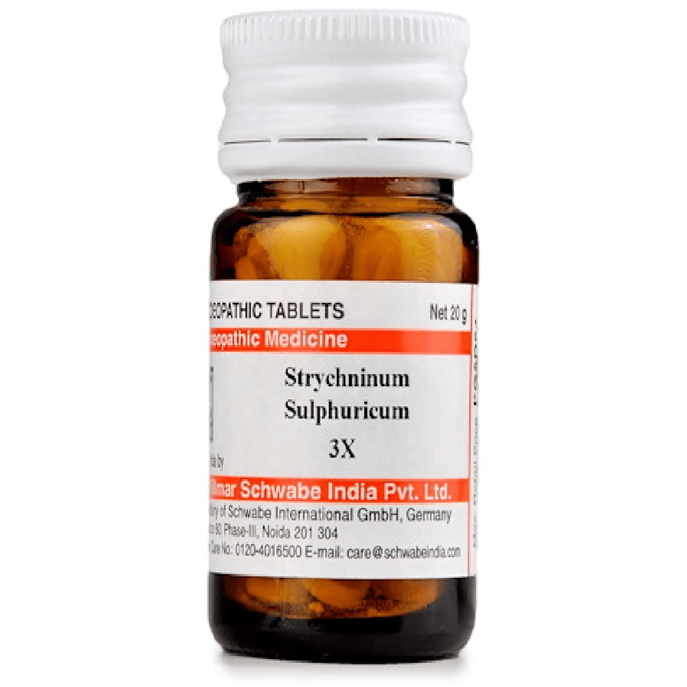 Dr Willmar Schwabe India Strychninum Sulphuricum Trituration Tablet 3X bottle of 20 gm Trituration Tablet
