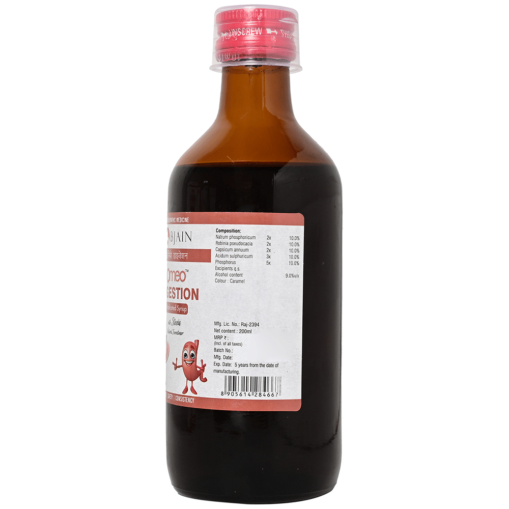 Bjain Omeo Digestion Medicated Syrup Sugar Free bottle of 200 ml Syrup