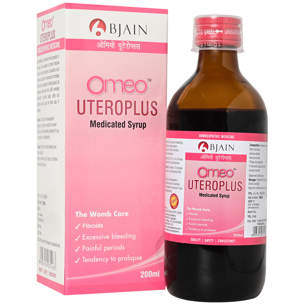 Bjain Omeo Uteroplus Medicated Syrup bottle of 200 ml Syrup