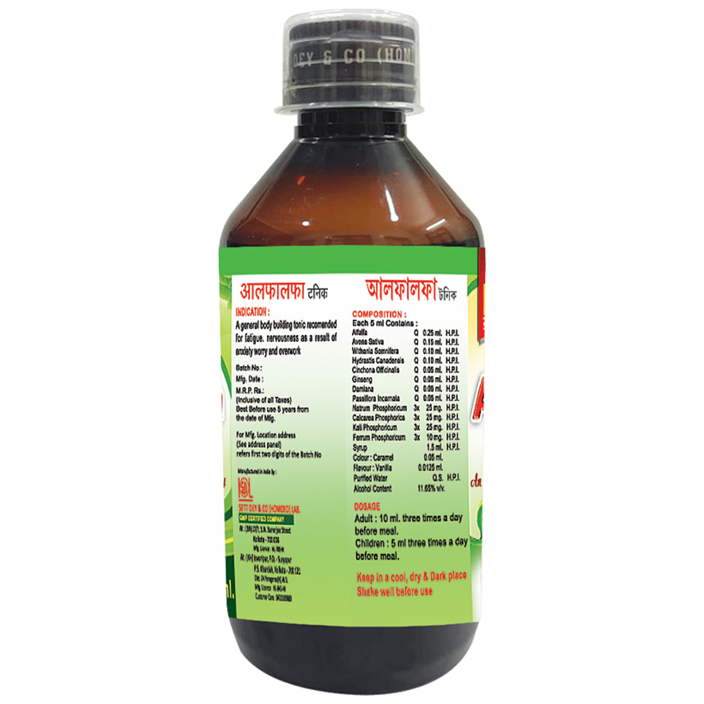 Sett Dey Alfalfa Tonic bottle of 200 ml Tonic