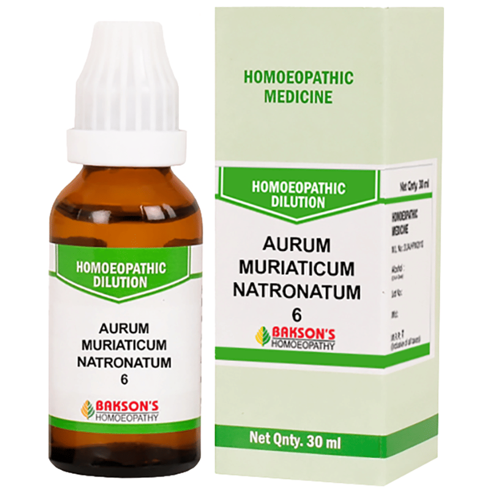 Bakson's Homeopathy Aurum Muriaticum Natronatum Dilution 6 bottle of 30 ml Dilution