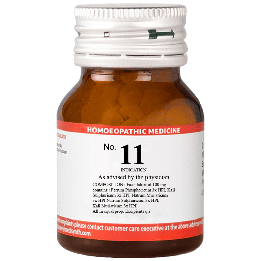 Medisynth Bio-chemic Combination No.11 bottle of 25 gm Biocombination Tablet Medisynth Bio-chemic Combination No.11 bottle of 25 gm Biocombination Tablet