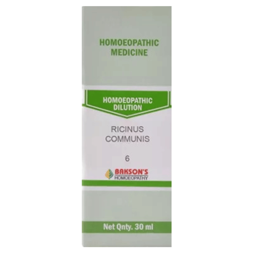 Bakson's Homeopathy Ricinus Communis Dilution 6 bottle of 30 ml Dilution