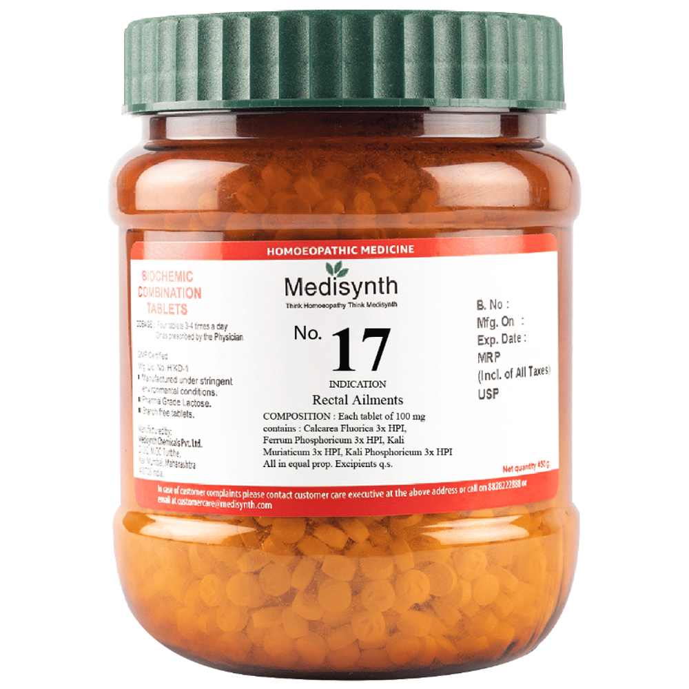 Medisynth Bio-chemic Combination No.17 Rectal Ailments bottle of 450 gm Biocombination Tablet