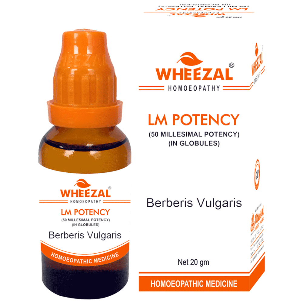Wheezal Berberis Vulgaris Globules 0/1 LM bottle of 20 gm Globules