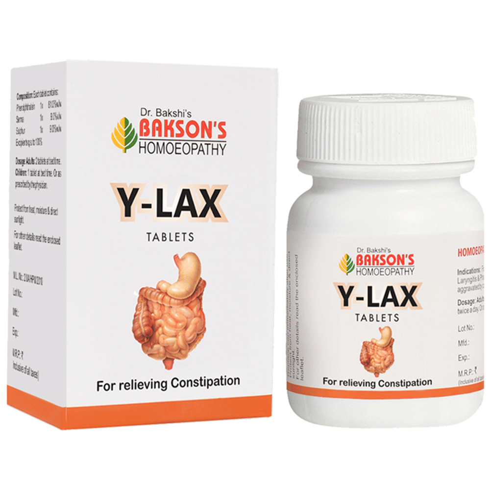 Bakson's Homeopathy Y-Lax Tablet bottle of 40 tablets