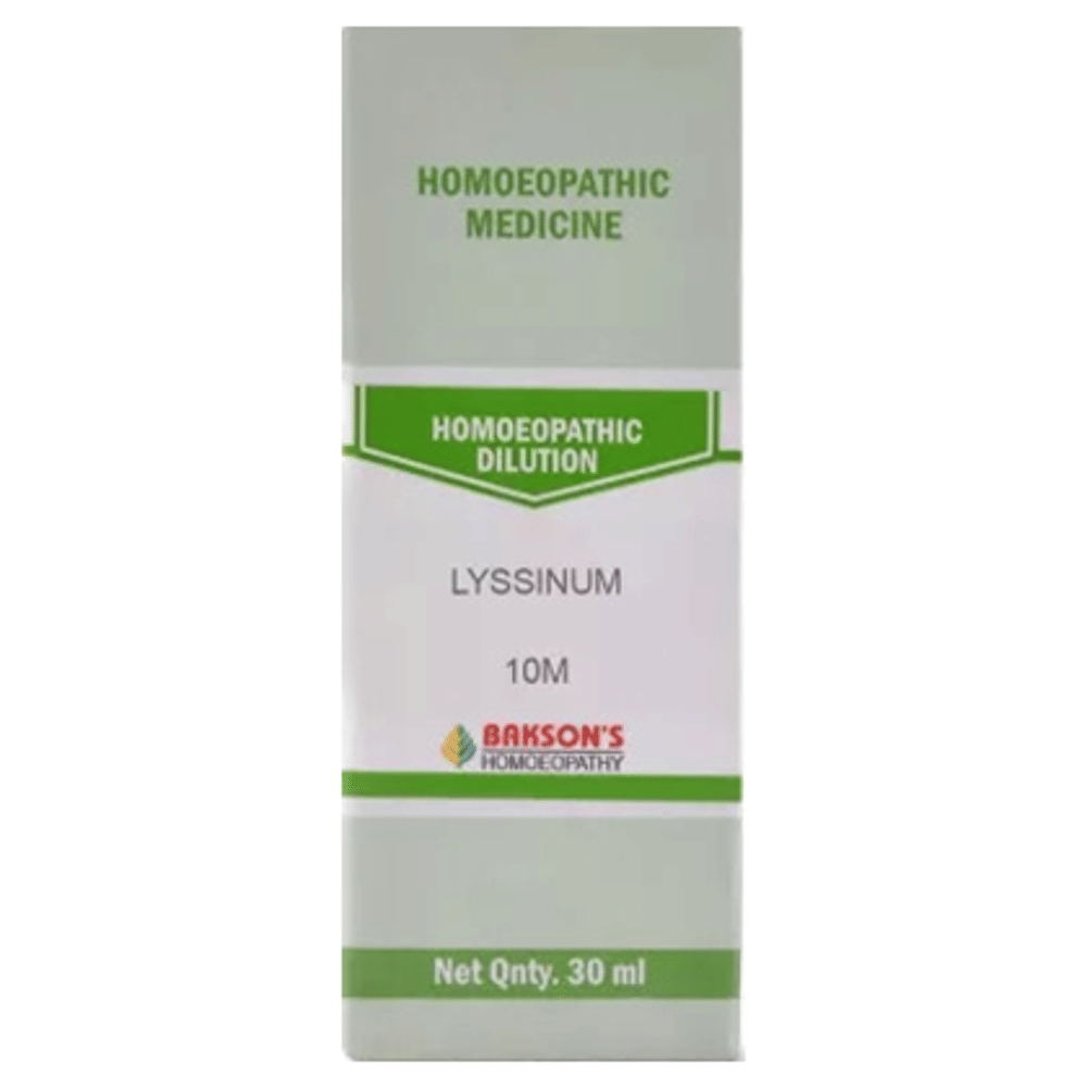 Bakson's Homeopathy Lyssinum Dilution 10M bottle of 30 ml Dilution Bakson's Homeopathy Lyssinum Dilution 10M bottle of 30 ml Dilution