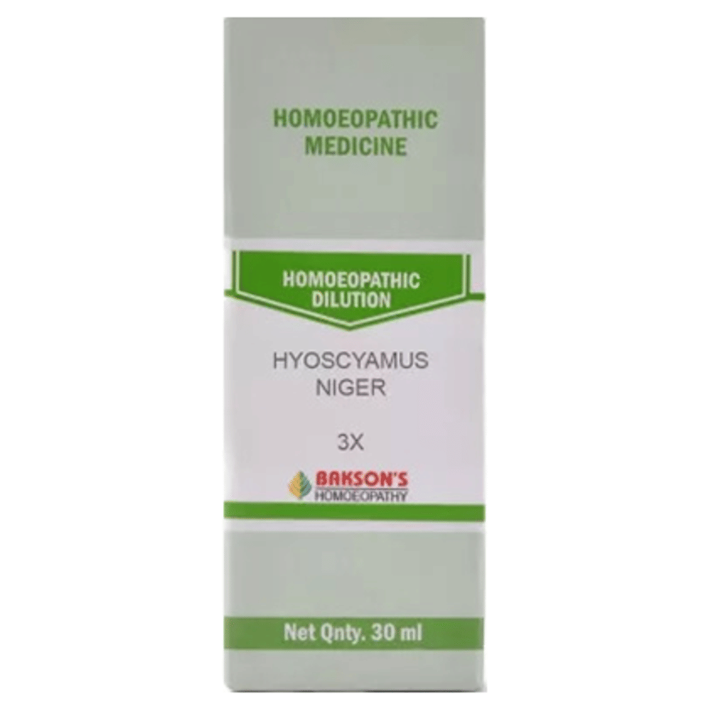 Bakson's Homeopathy Hyoscyamus Niger Dilution 3X bottle of 30 ml Dilution