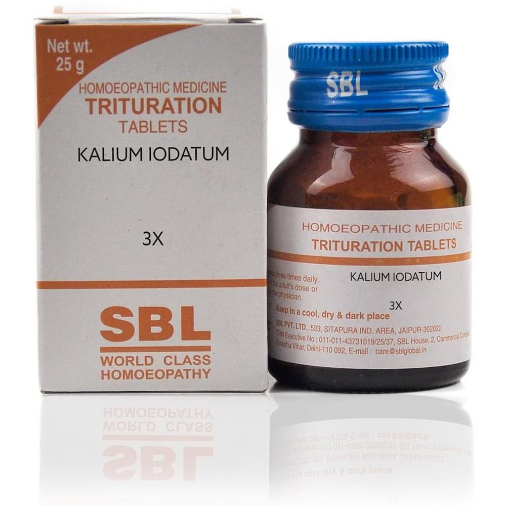 SBL Kalium Iodatum Trituration Tablet 3X bottle of 25 gm Trituration Tablet
