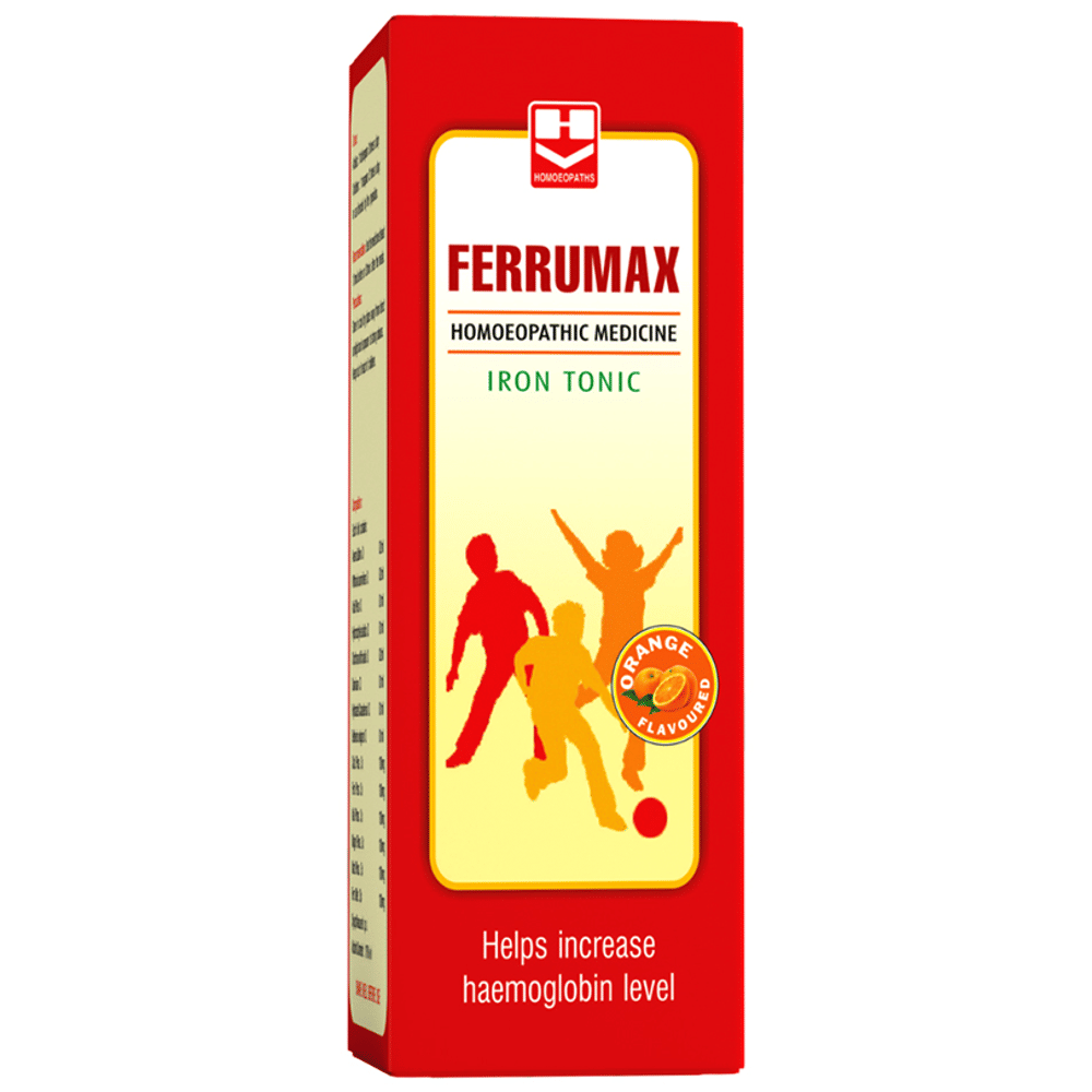 Homeopaths Ferrumax Iron Tonic Orange bottle of 100 ml Tonic