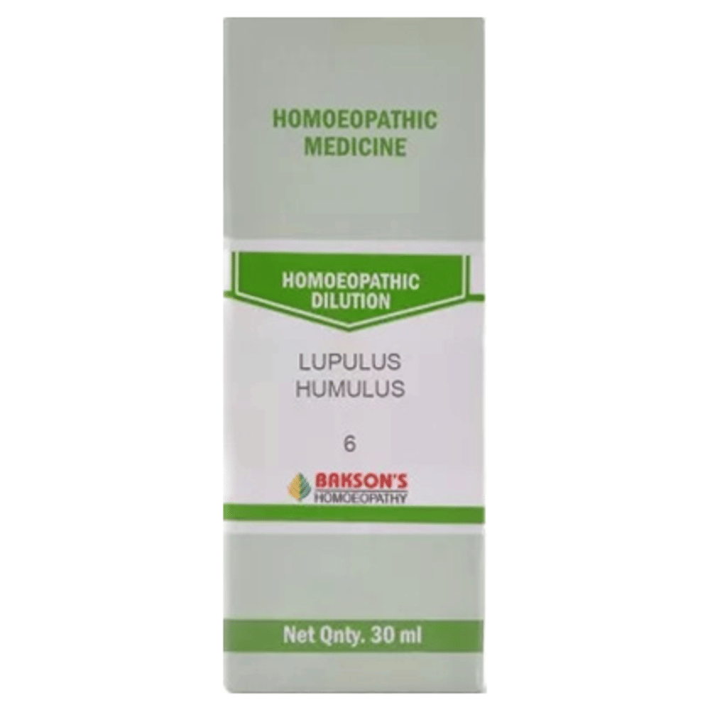 Bakson's Homeopathy Lupulus Humulus Dilution 6 CH bottle of 30 ml Dilution
