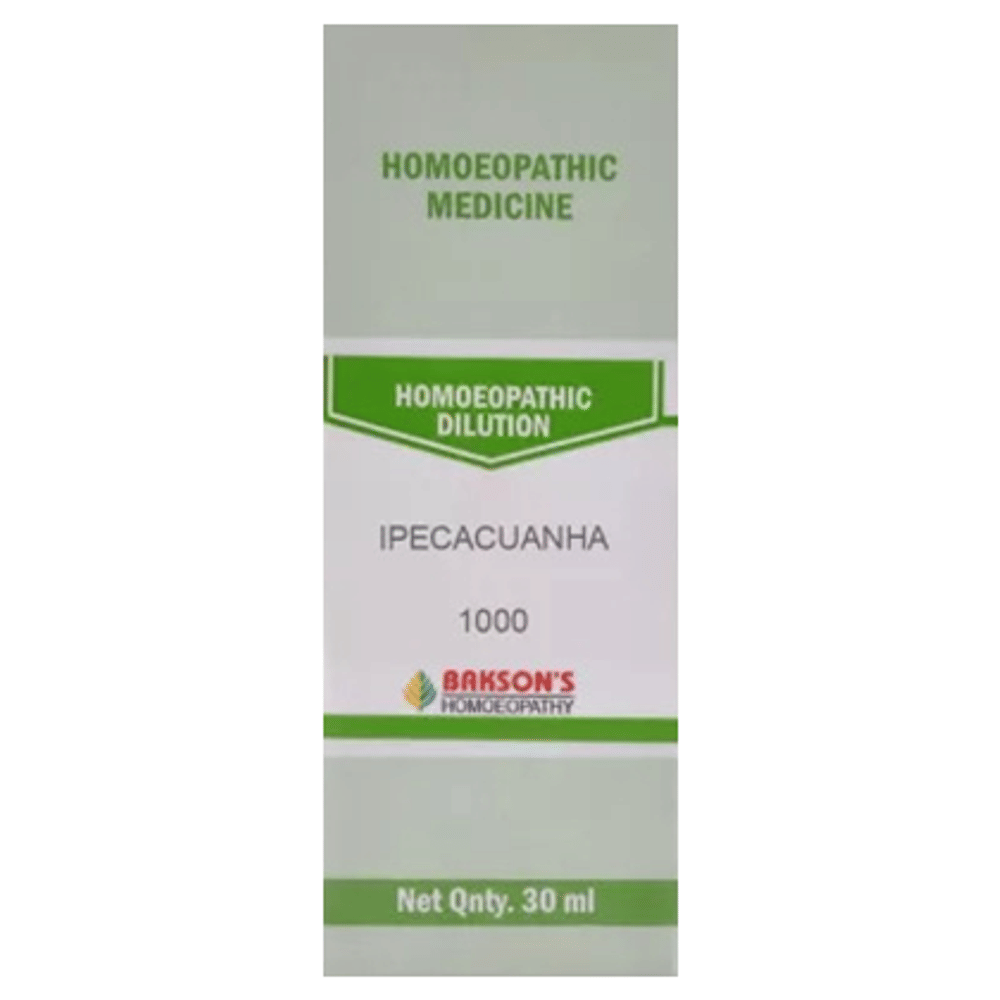 Bakson's Homeopathy Ipecacuanha Dilution 1000 CH bottle of 30 ml Dilution