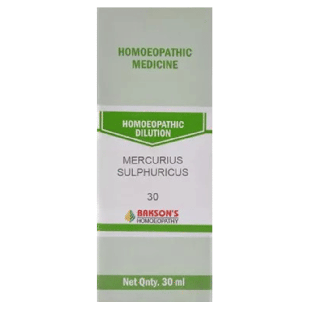 Bakson's Homeopathy Mercurius Sulphuricus Dilution 30 bottle of 30 ml Dilution Bakson's Homeopathy Mercurius Sulphuricus Dilution 30 bottle of 30 ml Dilution