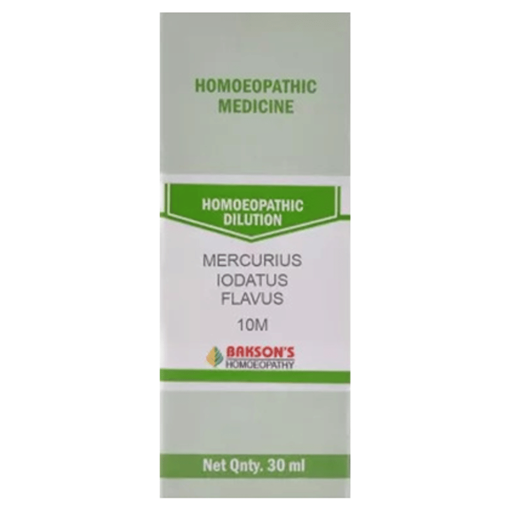 Bakson's Homeopathy Mercurius Iodatus Flavus Dilution 10M bottle of 30 ml Dilution Bakson's Homeopathy Mercurius Iodatus Flavus Dilution 10M bottle of 30 ml Dilution