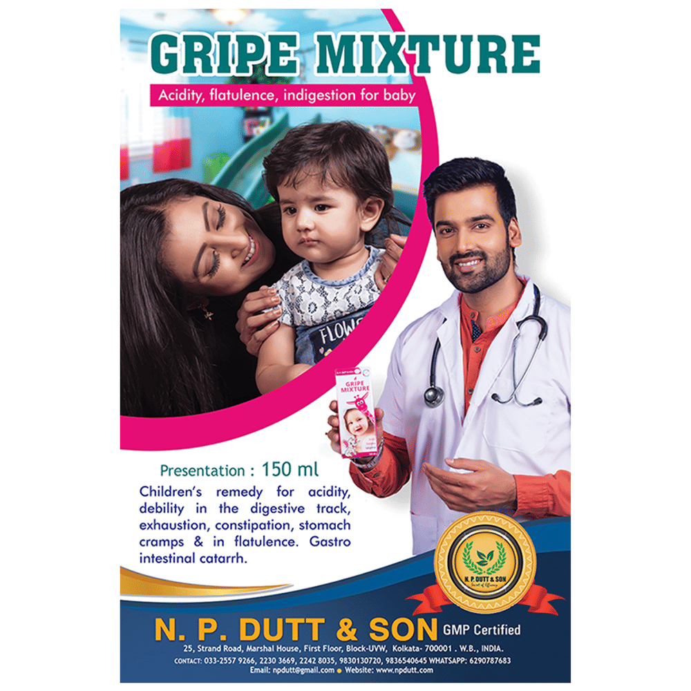 N.P. Dutt & Son Gripe Mixture for Baby bottle of 150 ml Syrup