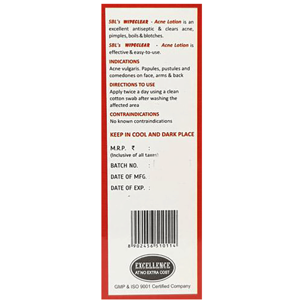 SBL Wipe Clear Acne Lotion bottle of 30 ml Lotion