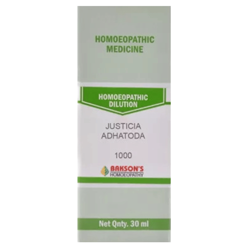 Bakson's Homeopathy Justicia Adhatoda Dilution 1000 CH bottle of 30 ml Dilution