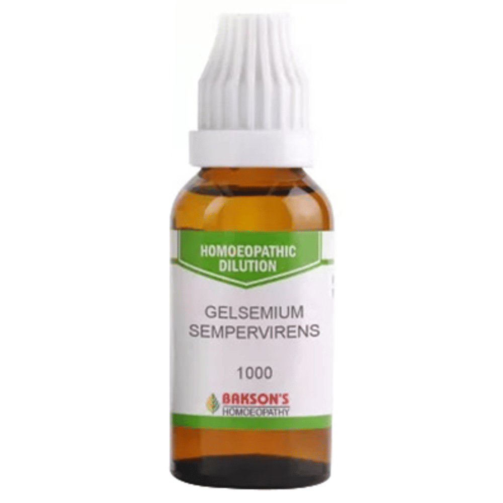 Bakson's Homeopathy Gelsemium Sempervirens Dilution 1000 CH bottle of 30 ml Dilution