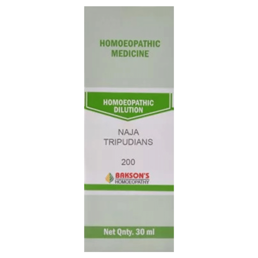 Bakson's Homeopathy Naja Tripudians Dilution 200 bottle of 30 ml Dilution
