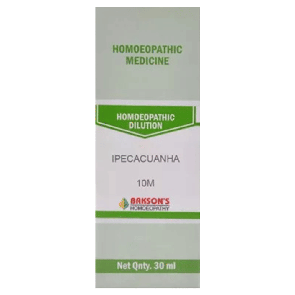 Bakson's Homeopathy Ipecacuanha Dilution 10M bottle of 30 ml Dilution