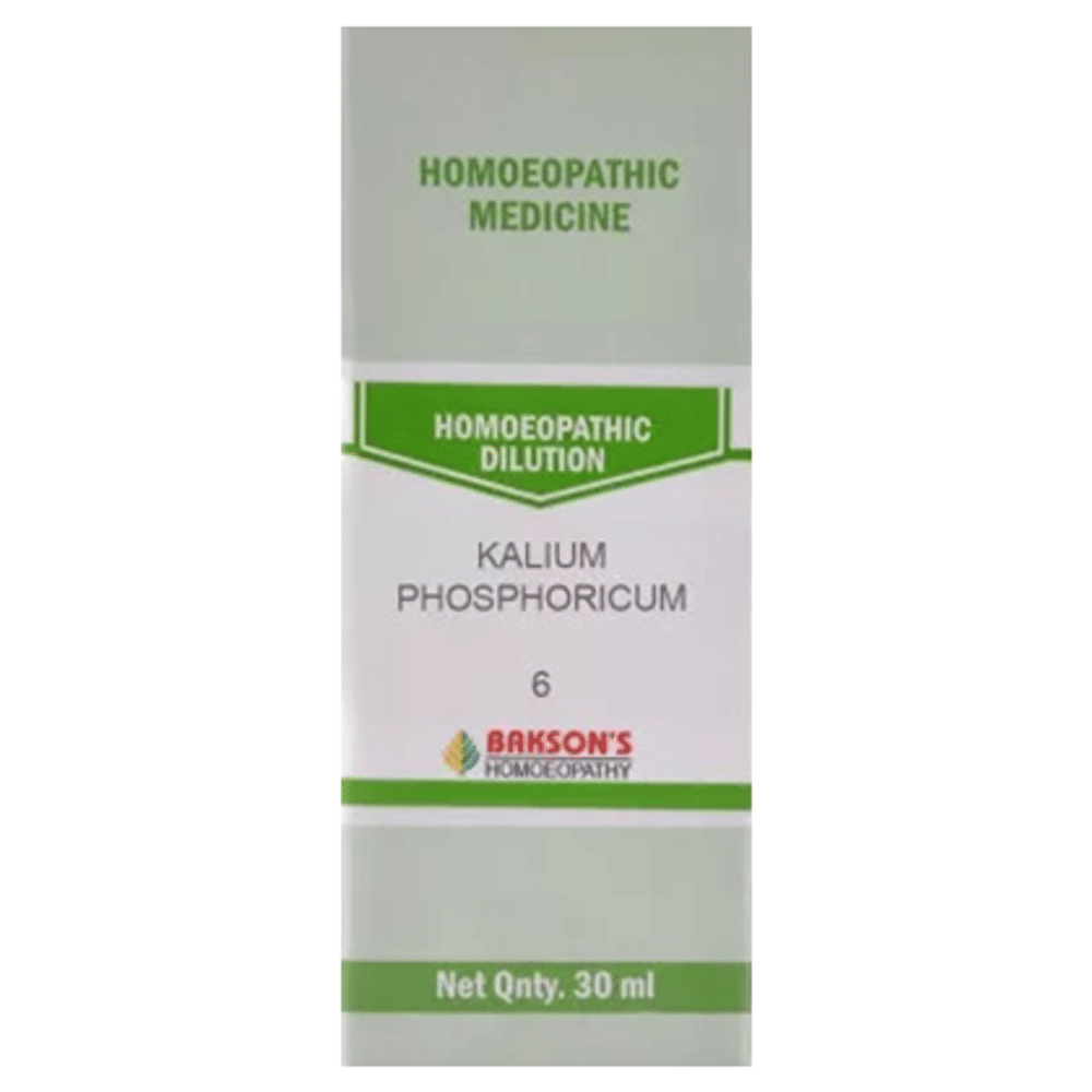 Bakson's Homeopathy Kalium Phosphoricum Dilution 6 CH bottle of 30 ml Dilution