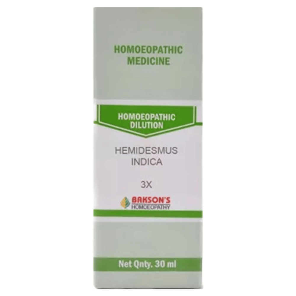 Bakson's Homeopathy Hemidesmus Indica  Dilution 3X bottle of 30 ml Dilution
