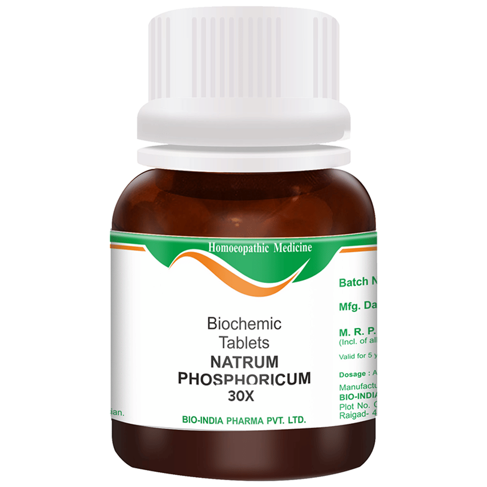 Bio India Natrum Phosphoricum Biochemic Tablet 30X bottle of 25 gm Biochemic Tablet Bio India Natrum Phosphoricum Biochemic Tablet 30X bottle of 25 gm Biochemic Tablet