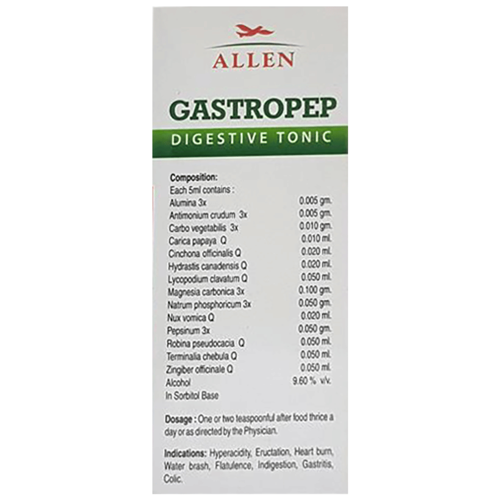 Allen Gastropep Digestive Sugar Free Tonic bottle of 200 ml Tonic Allen Gastropep Digestive Sugar Free Tonic bottle of 200 ml Tonic