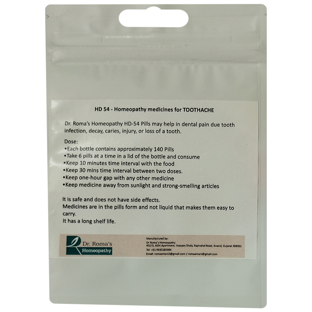 Dr. Romas Homeopathy HD-54 Toothache, 2 Bottles of 2 Dram packet of 2 bottles