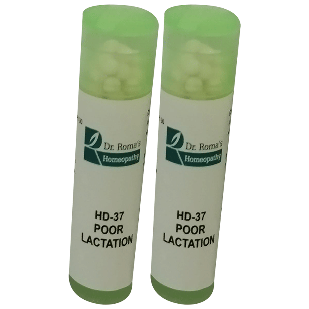 Dr. Romas Homeopathy HD-37 Poor Lactation, 2 Bottles of 2 Dram packet of 2 bottles