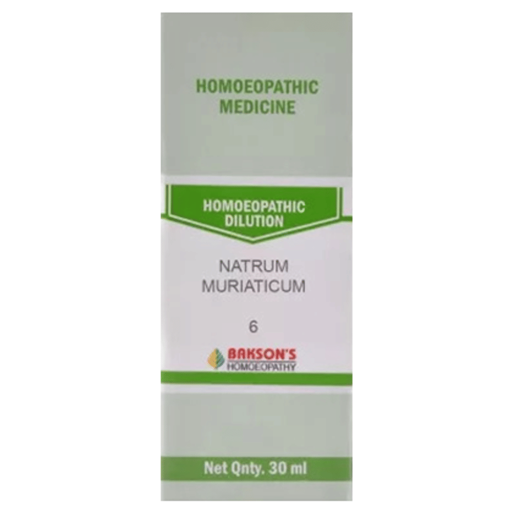 Bakson's Homeopathy Natrum Muriaticum Dilution 6 CH bottle of 30 ml Dilution