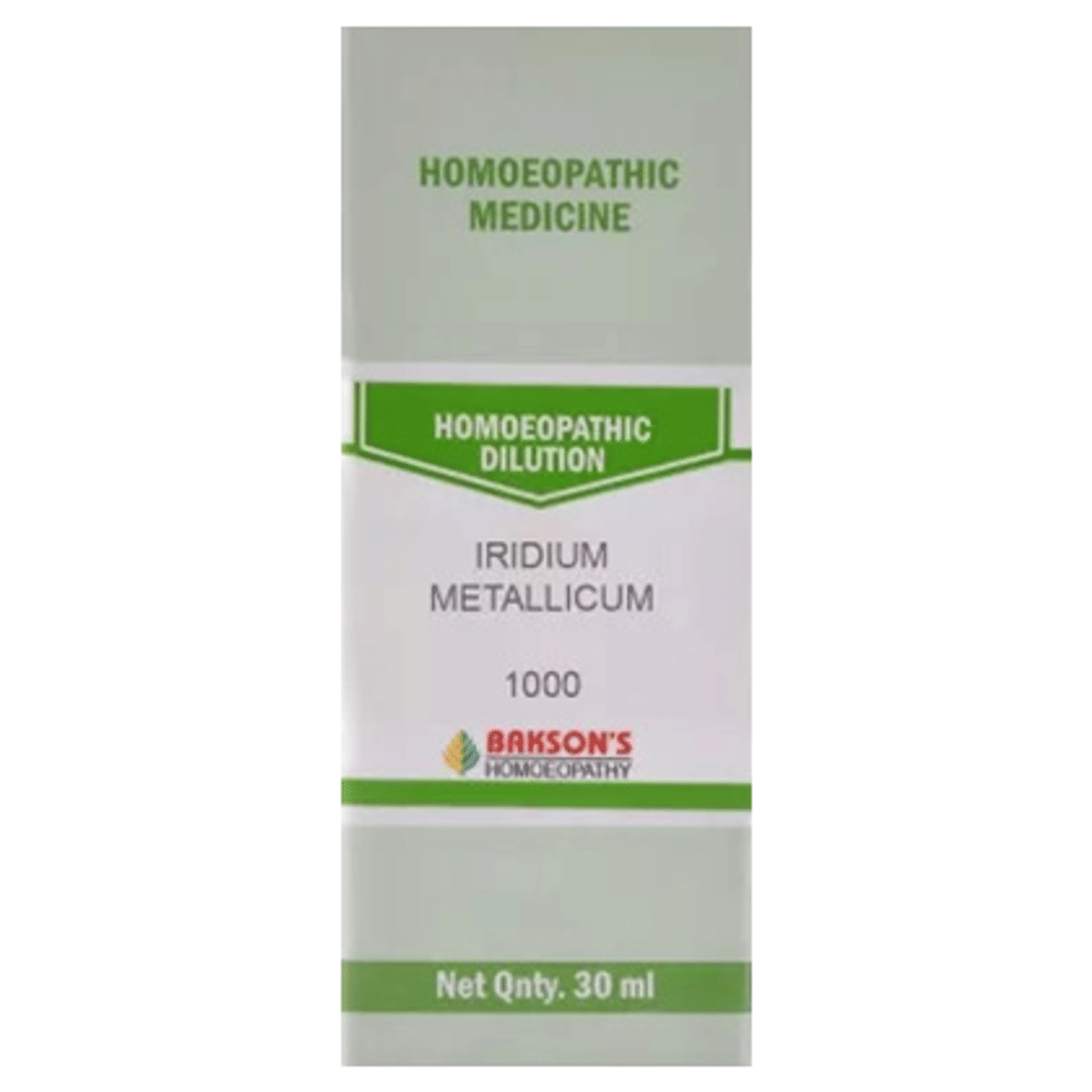 Bakson's Homeopathy Iridium Metallicum Dilution 1000 CH bottle of 30 ml Dilution