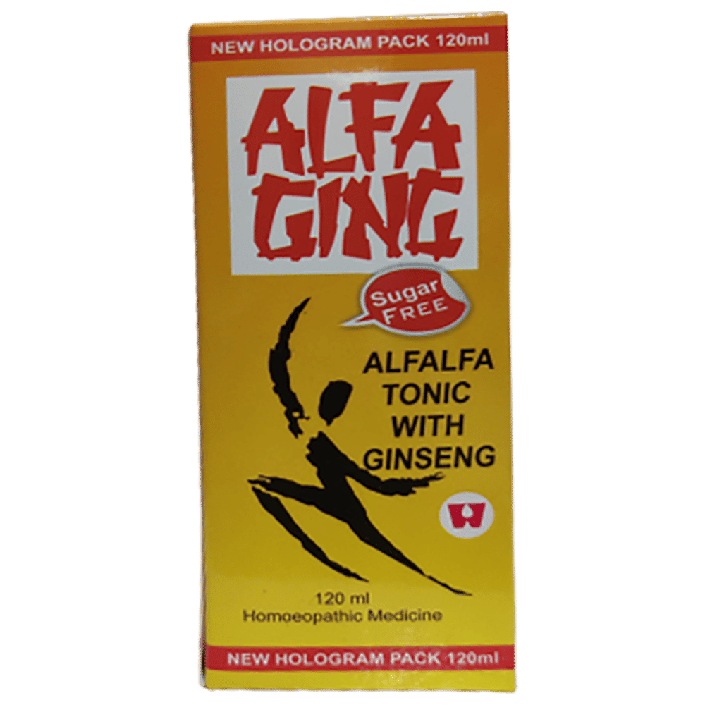 Dr. Wellmans Alfa Ging Alfalfa Tonic with Ginseng Sugar Free bottle of 120 ml Tonic