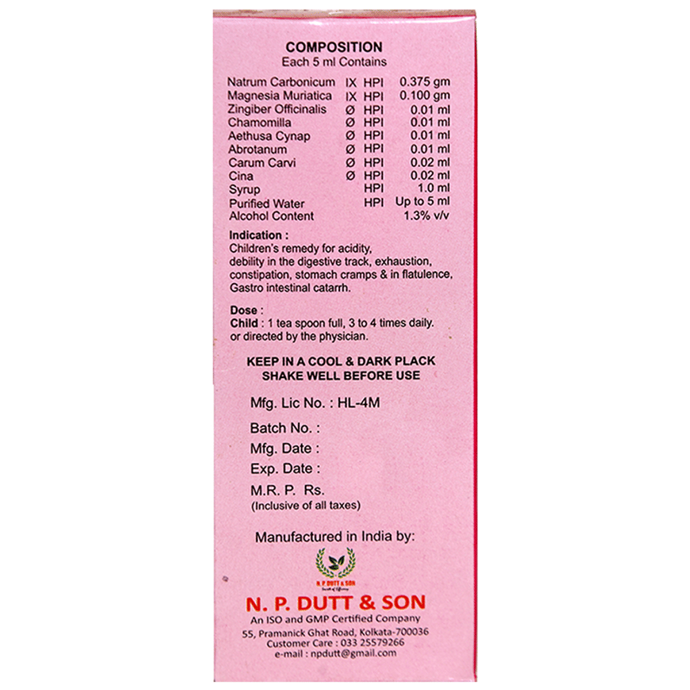 N.P. Dutt & Son Gripe Mixture for Baby bottle of 150 ml Syrup N.P. Dutt & Son Gripe Mixture for Baby bottle of 150 ml Syrup