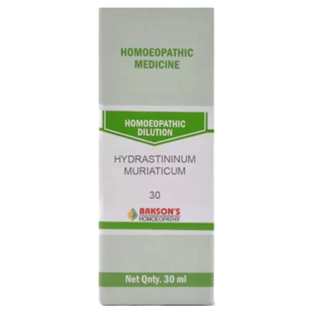 Bakson's Homeopathy Hydrastininum Muriaticum Dilution 30 bottle of 30 ml Dilution